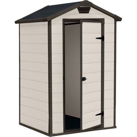 Keter – Abri de jardin résine 128x94x196 cm – Polypropylène renforcé – Grille d'aération – Sol inclus pour outils secs