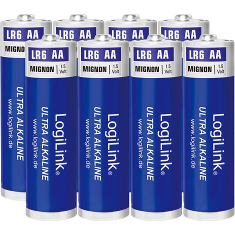 Pila alcalina Logilink Ultra Power AA, LR6, Mignon, 1,5 V, paquete de 8 (1/4)