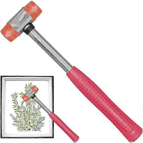 Maillet en caoutchouc rose 25 mm, marteau de charpentier, petit marteau à double tête en caoutchouc avec manche antidérapant (1/5)