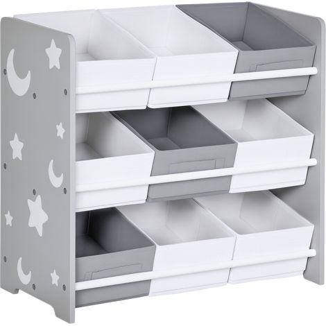 Organiseur de jouets avec 9 boîtes en tissu non tissé amovibles pour chambre de bébé 63 x 30 x 60 cm gris