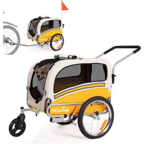 Sepnine 20303B Rimorchio per animali, pieghevole, impermeabile, 30KG - Giallo (1/5)