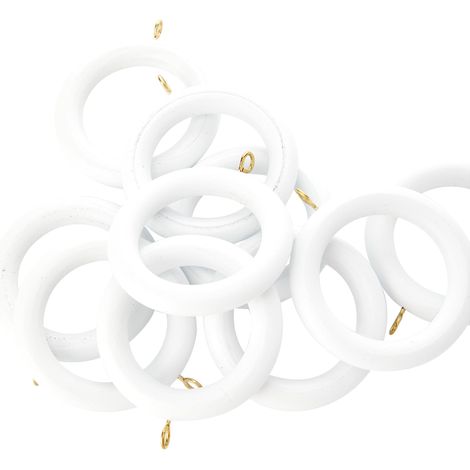 en bois Tringle à rideau Rod Anneaux avec vis Eye, diamètre intérieur. 45 mm (1,3/10,2 cm) de diamètre extérieur. 64 mm (2.1/5,1 cm) – Blanc, Lot de 10 (1/4)