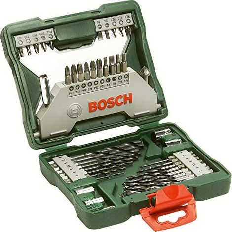 Bosch – Jeu de forets et embouts 43 pièces – 8 forets HSS métal Ø 2-8 mm – 8 forets à bois Ø 2-8 mm – 10 embouts 25/50 mm – Coffret plastique robuste (1/5)