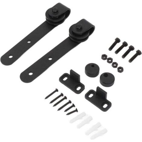 Mini Kit de Rouleaux Coulissants de Porte Roue de Quincaillerie de Porte de Grange de Poulie de Rail de Suspension pour le Salon de la Chambre A (1/4)