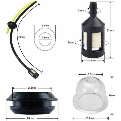 5 Pièces Durite Essence Debroussailleuse Pieces Detachees Filtre Essence pour Tondeuse Taille Haie Taille Bordure (1/4)