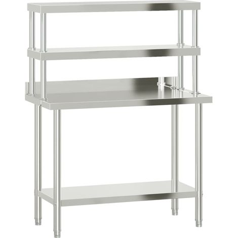 Table de travail de cuisine avec étagère 110x55x150 cm inox