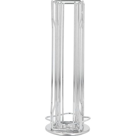 Porte-capsules de café avec rotation à 360°, base épaisse antidérapante, en fer forgé, pour Vertuoline (20 capsules), couleur argent. (1/5)