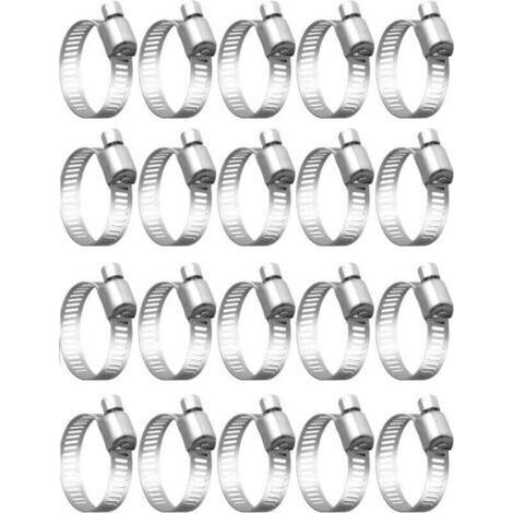 SANMINE Colliers de Serrage Réglables 33-57 mm - Acier Inoxydable 304 - Tête Fente - Lot de 20 Pièces - Pour Tuyaux Eau, Gaz et Plomberie (1/3)