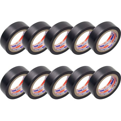 Crediri - 10 cintas aislantes eléctricas negras para sujetar y fijar cables eléctricos a rollos, aislamiento térmico de PVC para reparación de automóviles, bicicletas, bricolaje y fundas de electricis (1/5)