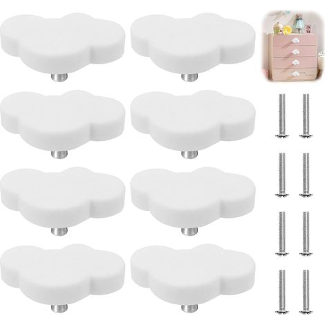 JSSEVN - Set of 8 cloud-shaped cabinet knobs for children's room, cartoon style, furniture knobs, dresser knobs with screws (1/5)
