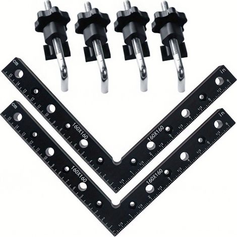 Équerres de serrage à angle droit pour le travail du bois, règles d'angle en alliage d'aluminium, équerres de fixation à angle droit de 90 degrés, jeu de 6 pièces de 160 mm (1/4)