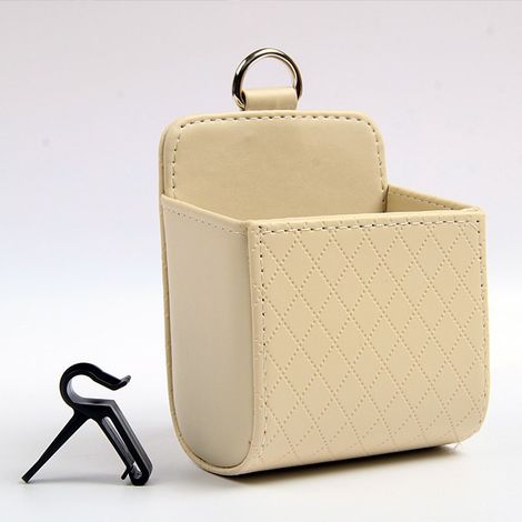 pezzi scatola portaoggetti per auto, tasca organizer per bocchetta dell'aria, custodia portaoggetti per auto per chiavi, paghetta, cellulare colore beige