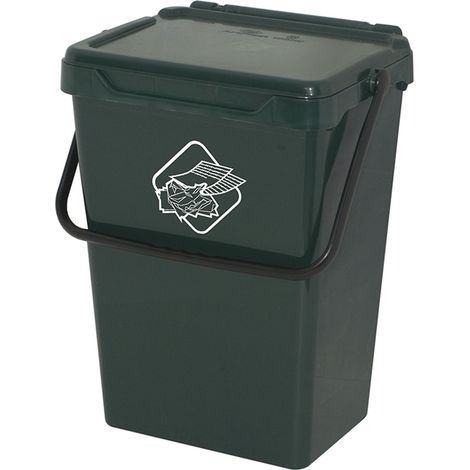 Cubo de polipropileno con la manija y la cubierta, 40 lt. 400x305x510 mm - Verde (1/5)