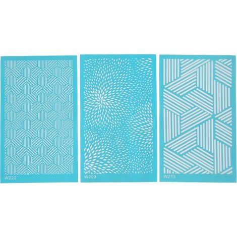 3 pochoirs en soie réutilisables pour argile polymère, création de cartes, tee-shirts, toiles et verres, modèles 209, 213, 222 (1/5)