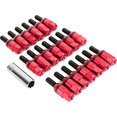 20 vis de roue M12x1.5 en aluminium 7075-T6 pour BMW Série 1 E81 E82 E87 E88, rouge, lot de 20 (1/5)