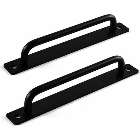 Poignée Portail - Poignée Porte Coulissante En Alliage D'aluminium - Pour Porte Bois Métal Extérieur Intérieur - 2 Pièces - Noir - 210 x 36 x 25 mm