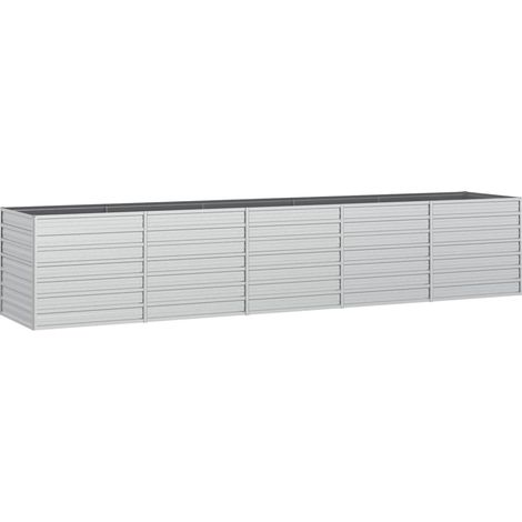 Macetero bancal elevado plantas flores terraza jardín jardín 400 x 80 x 77 cm acero galvanizado plateado Plata 020039448