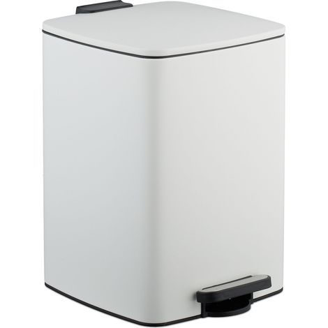 Relaxdays Pattumiera a Pedale da Cucina, Cestino Rifiuti da 20 L, Cestello Interno Rimovibile, Sacchetto, Ferro, Bianco