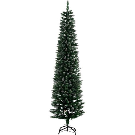 Árbol de Navidad Estrecho 190 cm con 570 Ramas y Soporte de Metal Árbol Navideño para Salón Interior Verde