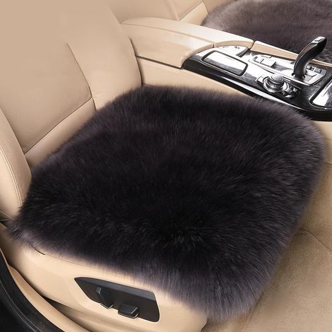 Couverture de Siège de Voiture en Peluche Coussin Housses de Siège Protecteur Auto Housse de Siège Respirante Doux Chaud Housses de Siège Avant Voiture Protection Siège Avant Véhicule SUV (Noir) (1/5)