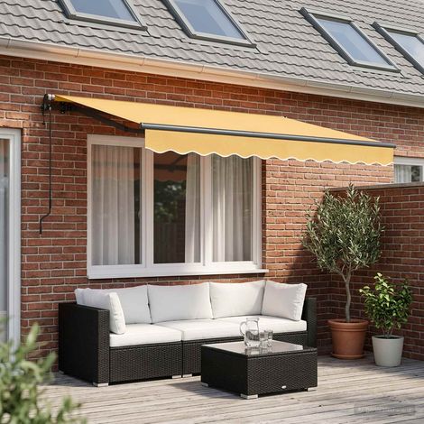 vidaXL Auvent rétractable Sable 400 × 300 cm Tissu et Aluminium
