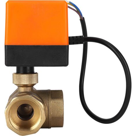Vanne à bille motorisée en forme de L, laiton orange, vanne électrique, 3 fils, commande bidirectionnelle, 1,6 MPa, 6 W, 220 V CA, G1-lb (1/5)