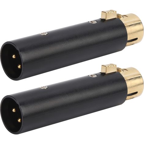 Connecteur Micro XLR mâle vers femelle 2 pièces, adaptateur audio en alliage de zinc, accessoire câble micro noir (1/5)