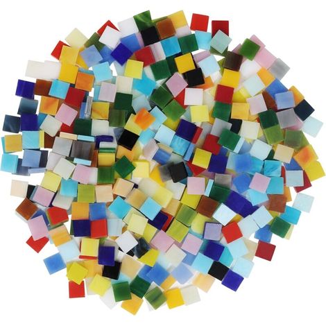 Lot de 600 tesselles mosaïque en verre 1x1cm – Assortiment de couleurs vives – Pour décoration intérieure, cadres, pots de fleurs (1/5)
