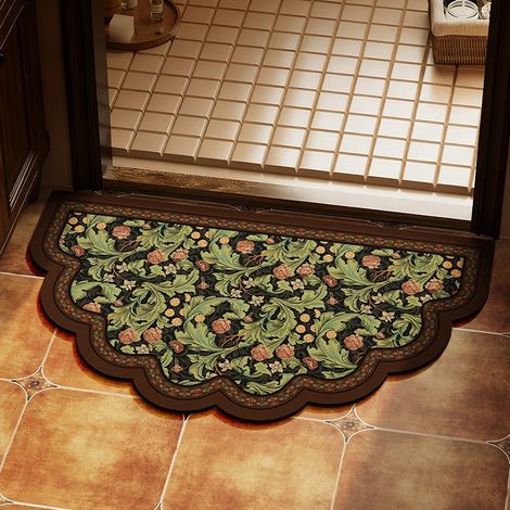 Tapis de bain en diatomite 50×80 cm, style américain vintage à motifs floraux, absorption rapide, antidérapant, lavable à la main (1/3)