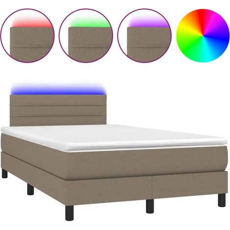 Maison Exclusive - Sommier à lattes de lit matelas et LED taupe 120x190 cm tissu (1/5)