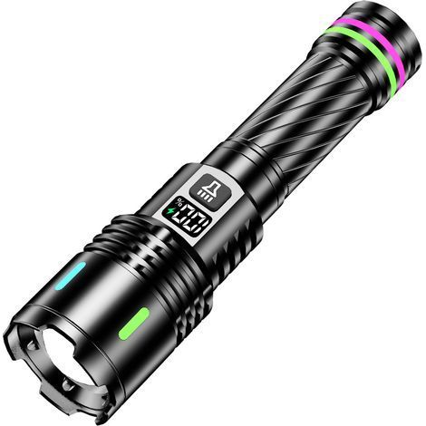 Rechargeable Flashlights High Lumens, Powerful 3 Modes Super Bright Flash Light with LCD Digital Display, Adjustable Waterproof Handheld Led Flashlights for Emergencies Camping Home Outdoor (1/4)