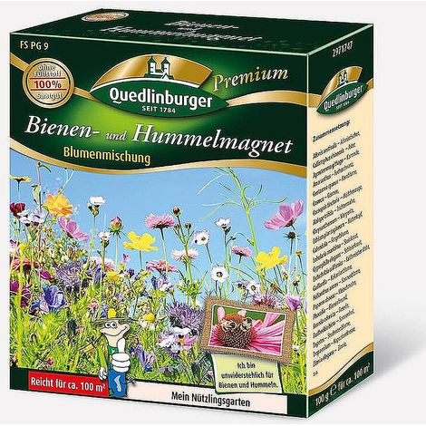 Quedlinburger Saatgut – Mélange de fleurs « FS Bienen- u. Hummelmagnet » – Graines de fleurs riches en nectar et en pollen, env. 100 m²