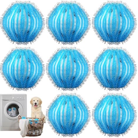 Anti Poil Machine à Laver, Réutilisable Boule Anti Poils Machine a Laver, Enlever des Vêtements Poils Animaux Machine a Laver, Attrape Poil Machine a Laver pour Vêtements et Literie (Bleu) (1/5)