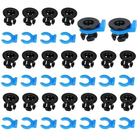 Ensemble de 40 Pinces et Clips pour Tubes Bowden, Pinces à Griffes en Plastique Bleu et Noir Raccords de 4mm Diamètre Extérieur pour Accessoires d'Imprimante 3D (1/4)