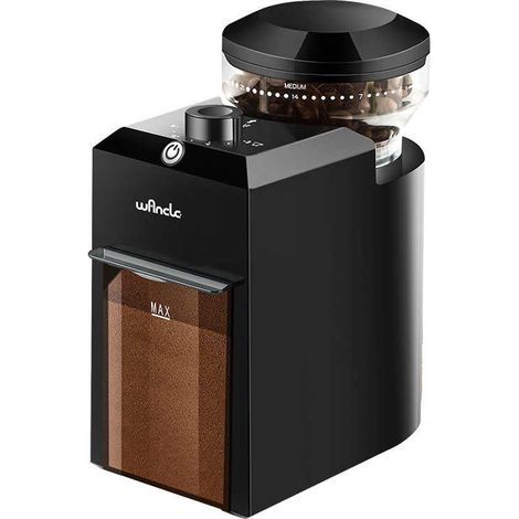 Moulin à café électrique, moulin à café ajustable avec 28 réglages de mouture précis pour le French press, le café goutte à goutte et l'espresso, 12 tasses (Noir) (1/5)