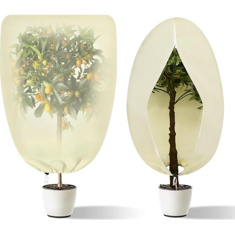 80 x 100 cm Lot de 2 Voile Hivernage Plante Exterieur, Voile d'hivernage avec Cordon de Serrage et Zipper, Housse Hivernage Plante Réutilisabl (1/5)