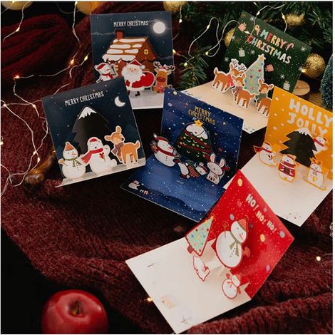 Carte Noel 3D, Carte Pop Up Noel, 6 Pièces Cartes de Noël, Carte de Noel avec Enveloppe et Autocollant, Kit de Carte de Voeux Noel pour Enfants, Famille, Amis (1/5)