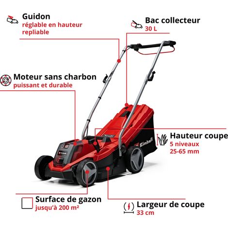 Einhell Tondeuse à gazon sans fil GE-CM 18/33 Li Kit PXC (18V, Brushless, Largeur de Coupe 33cm) Livré avec Batterie 4,0 Ah et Chargeur — vue 2