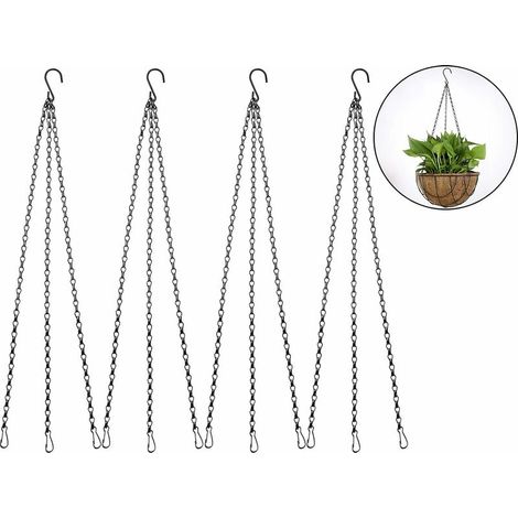Chaînes de pots de fleurs 12 pièces / 4 chaînes en métal pour accrocher - chaîne de support de panier suspendu pour pot de fleur avec crochet en S pour jardinières pots de fleurs lanternes man (1/5)
