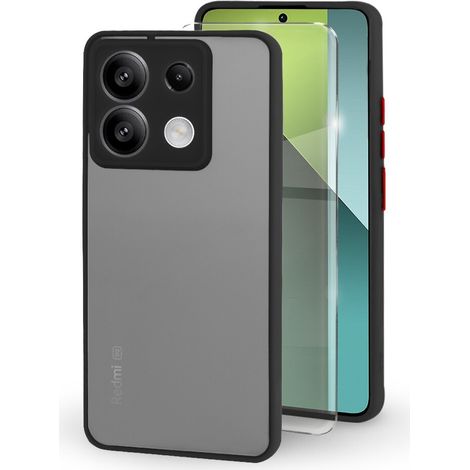 Funda de silicona para Xiaomi Redmi Note 13 Pro 5G, con protección para la cámara, transparente/negra + cristal templado 9H. (1/5)
