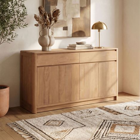 Buffet 2 portes et 2 tiroirs 150x45x85cm en teck naturel - BALI