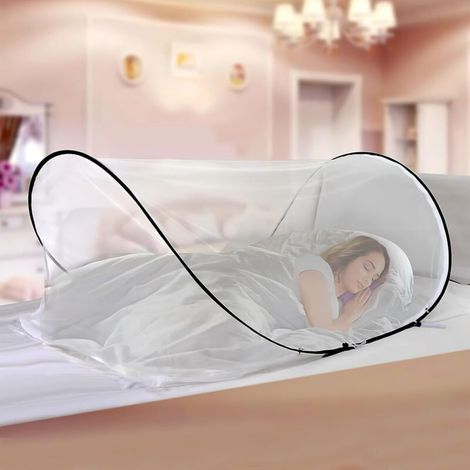Moustiquaire pop-up pliable pour lit enfant – Ciel de lit dôme – Maille nid d'abeille – Installation rapide – Voyage et camping (1/5)