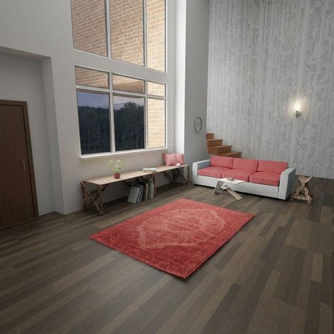Tapis vintage Maddox - Tapis vintage - 290x200cm, Rectangular - 100% Laine vierge - Tufté main - Rose