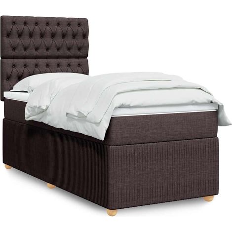 Boxspringbett mit Matratze Dunkelbraun 90x200 cm Stoff (1/5)