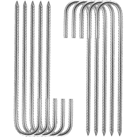 CYRILL – Lot de 10 Piquets de Tente en Acier Galvanisé, 30CM Sardines Piquet Jardin 8 mm d'épaisseur, Piquets de Sol d'agrafes de Jardin pour Tentes, Auvents, Pavillons, Trampoline, Poulailler (1/5)