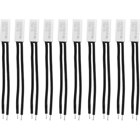 10 interruptores de control de temperatura KSD9700 de 250 V y 5 A, 40 ℃/104 ℉, termostato bimetálico, protectores térmicos de sonda de plástico normalmente abiertos.