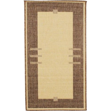 COTTAGE - Tapis réversible cadre marron et beige 110x60 (1/5)
