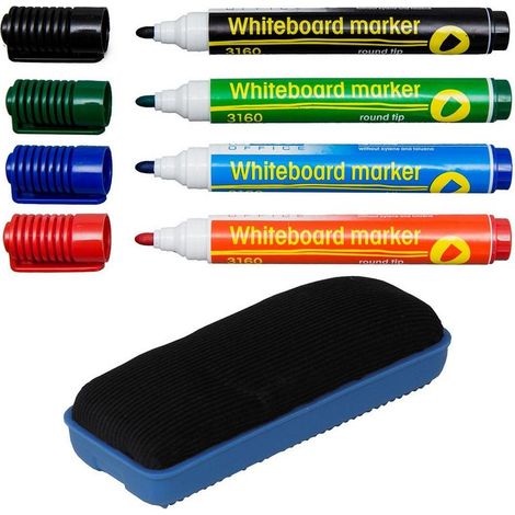 Marker-Set mit 4 Farben + Schwamm D.rect