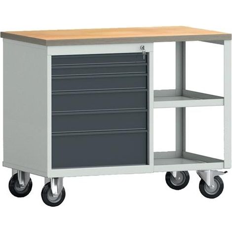 KLW Werkbank PW 700 B1000xT620xH805mm Buche Multiplex lichtgrau/grau 6 Schubl. (1/3)