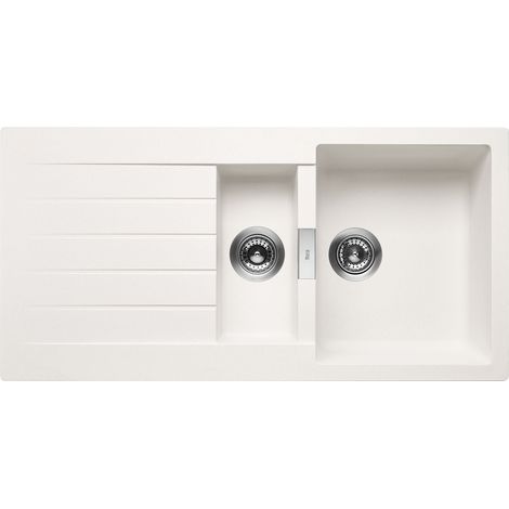 Fregadero reversible de 2 cubetas de QUARZEX® - ROCA  Color: Blanco (1/2)